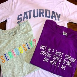 3 graphic tees washed but never worn!